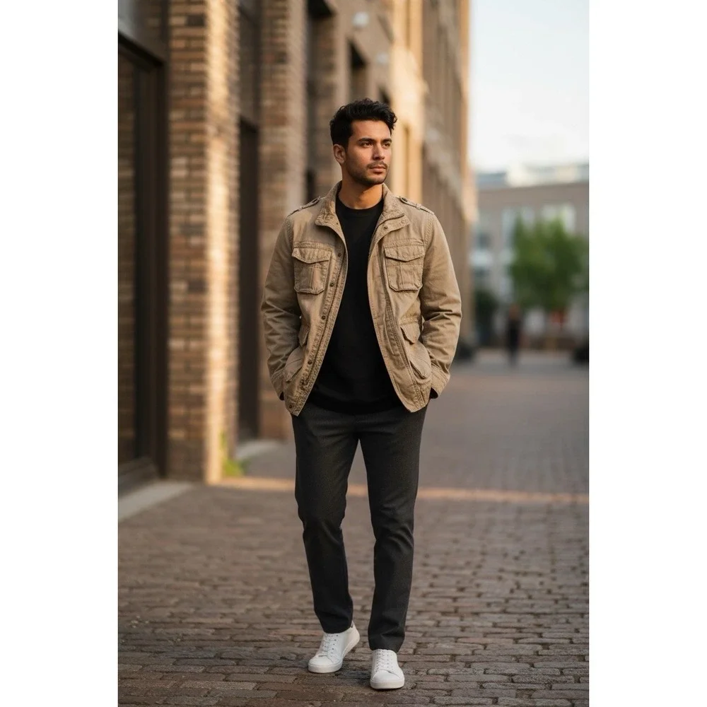 Y2K English Laundry Military CargoField Jacket‎ Gorpcore Barn Chore Coat Xl